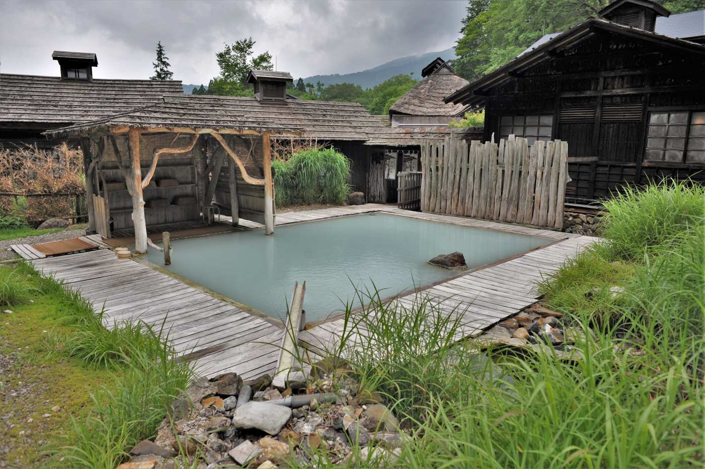 The women’s outdoor bath at Tsuru no Yu onsen in Akita Prefecture